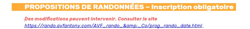 Programme rando